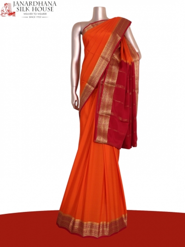 Classic Contrast Pure Mysore Crepe Silk Saree